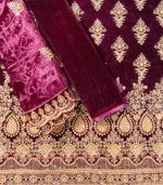 Velura Luxe-Palachi Dupatta Velvet Embroidered 3-PC - Image 2
