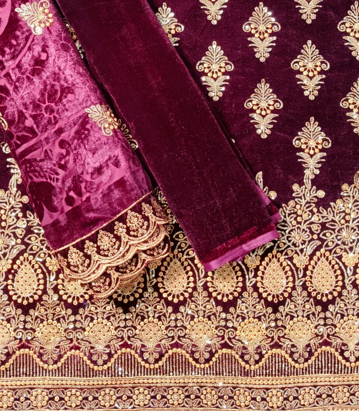 IMG_20251218_170253 (16) Velura Luxe-Palachi Dupatta Velvet Embroidered 3-PC - Image 2