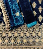 Velura Luxe-Palachi Dupatta Velvet Embroidered 3-PC - Image 2