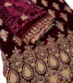 Velura Luxe-Palachi Dupatta Velvet Embroidered 3-PC - Image 3