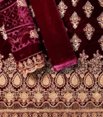 Velura Luxe-Palachi Dupatta Velvet Embroidered 3-PC - Image 2