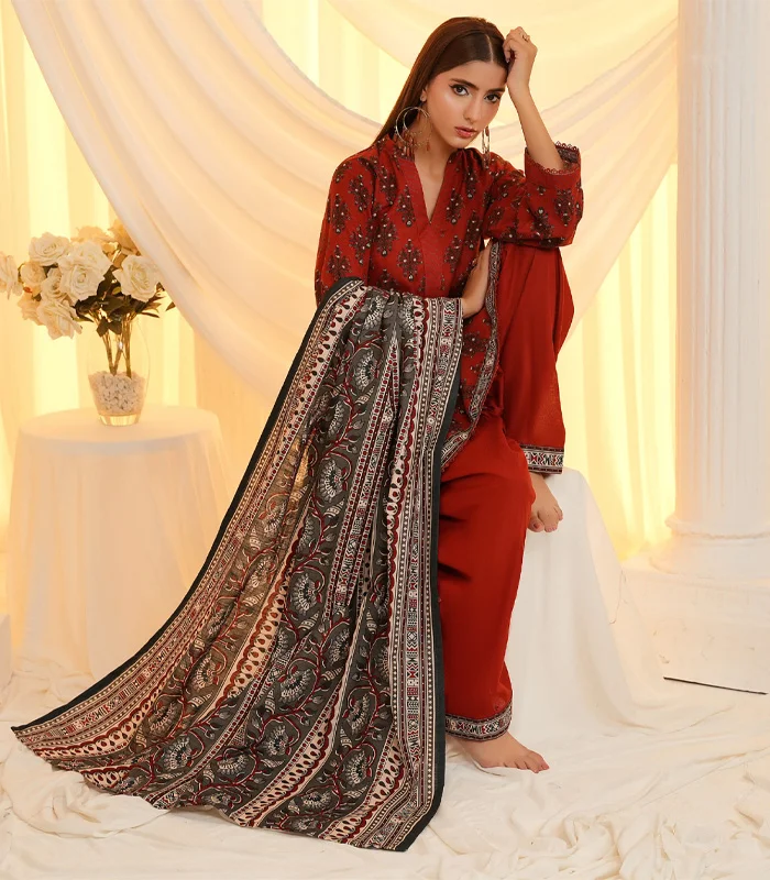 r4 Khaddar Printed 3-PC - Image 1