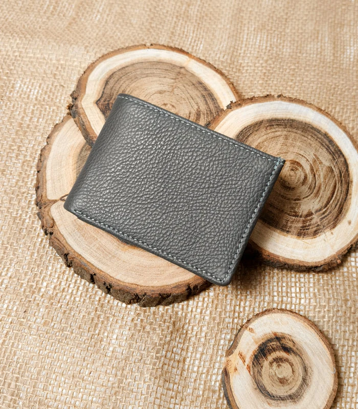 Grey Smart Wallet Texture 1 Textured Short Wallet – Matte Finish - Image 1