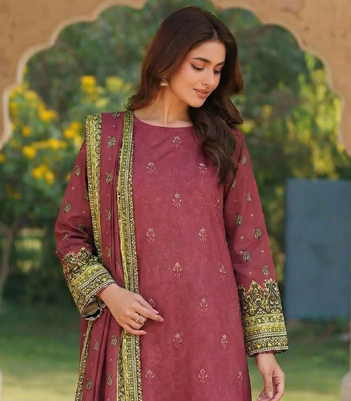 c Rangbhari Unstitched Embroidered 3-PC - Image 1