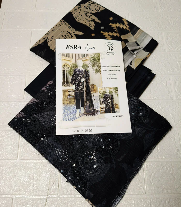 d2.2 Esra Embroidered Lawn 3-PC - Image 3