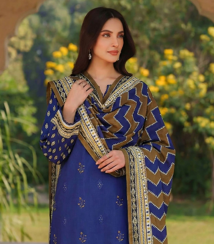 e Rangbhari Unstitched Embroidered 3-PC - Image 1