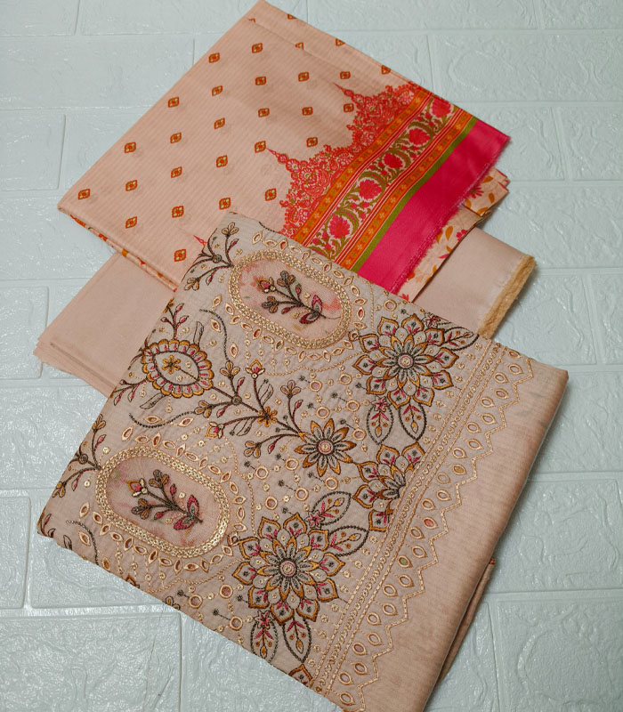 g1 Rangbhari Unstitched Embroidered 3-PC - Image 2