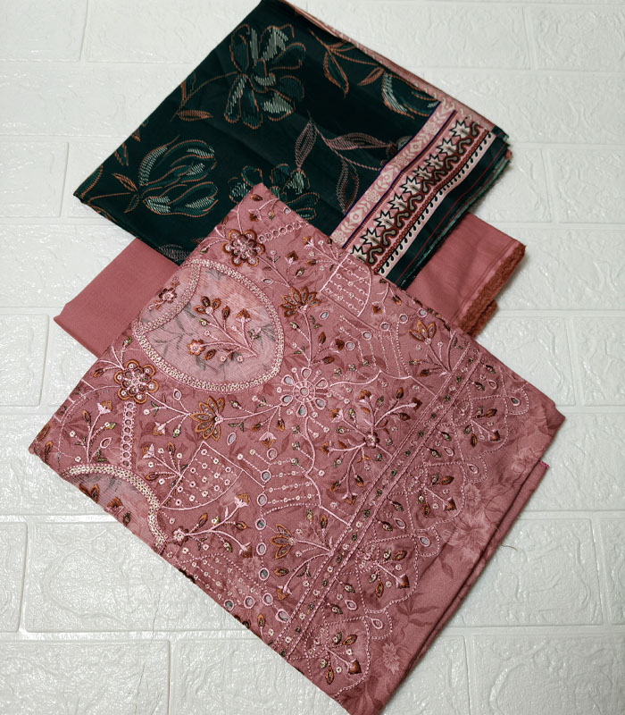 i1 Aneeza Unstitched Embroidered 3-PC - Image 2