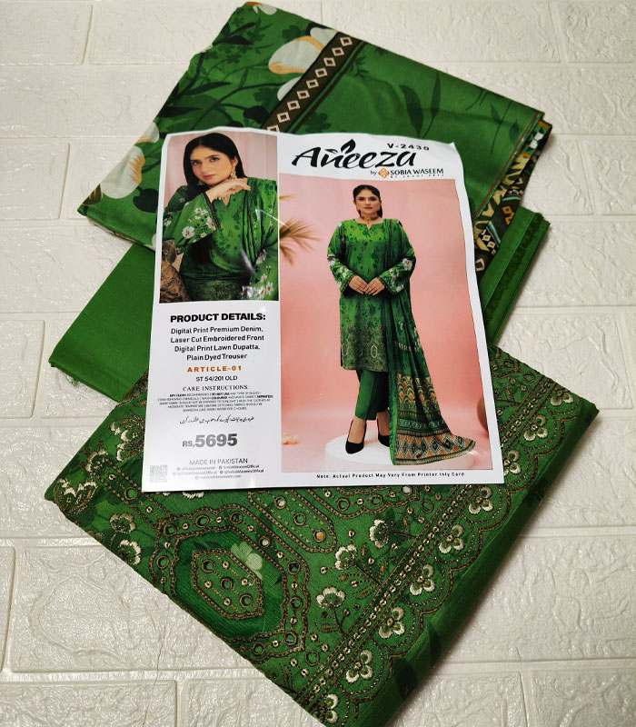 k2 Aneeza Unstitched Embroidered 3-PC - Image 3