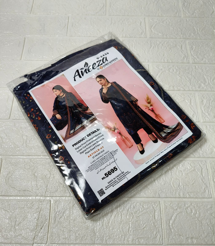 m3 Aneeza Unstitched Embroidered 3-PC - Image 4