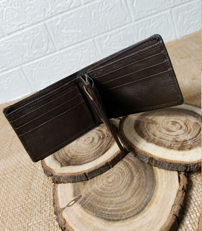 trifold leather texture 1.2 Premium Triple Wallet – Textured Brown - Image 4