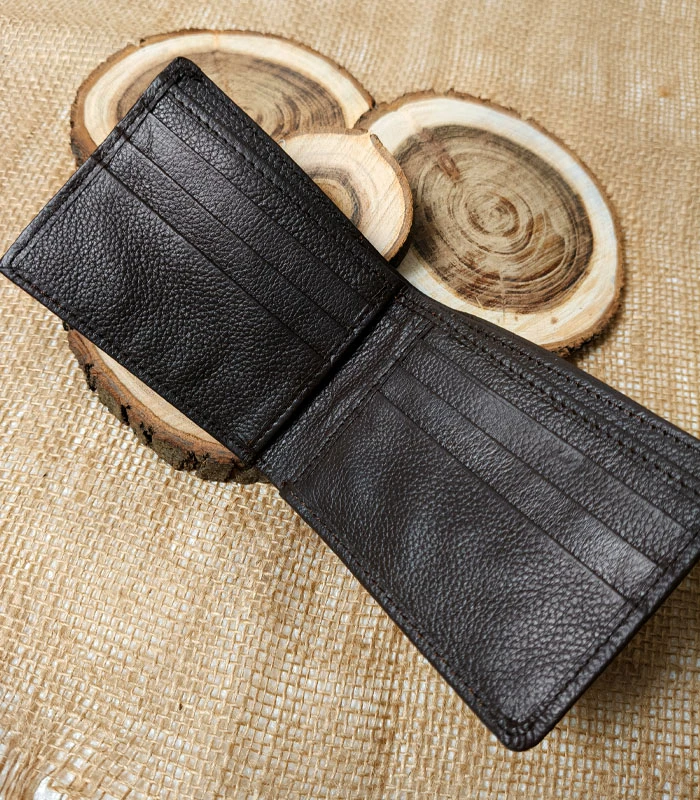 trifold leather texture 1.4 Premium Triple Wallet – Textured Brown - Image 3