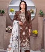 Festive Emb Lawn 3‑PC – Slub Print & Makhmal Dupatta