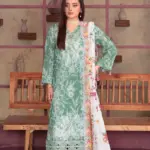 Festive Emb Lawn 3‑PC – Slub Print & Makhmal Dupatta