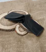 Plum‑Black Handmade Leather Wallet – Maroon Stitch Elegance - Image 3