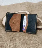 Crocora Handmade Bifold Leather Wallet – Black & Mustard Contrast - Image 2
