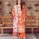 Festive Emb Lawn 3‑PC – Slub Print & Makhmal Dupatta
