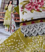 Festive Emb Lawn 3‑PC – Slub Print & Makhmal Dupatta - Image 5