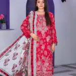 Festive Emb Lawn 3‑PC – Slub Print & Makhmal Dupatta