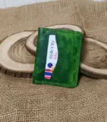Handmade Green Crunch Leather Card Holder – Premium Quality