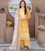 Festive Emb Lawn 3‑PC – Slub Print & Makhmal Dupatta