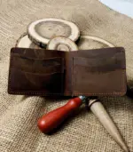 Rustic Crunch Artisan Matte Waxed Leather Wallet – Bold Crunch Texture - Image 2