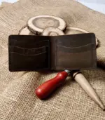 Rustic Crunch Artisan Matte Waxed Leather Wallet – Bold Crunch Texture - Image 2