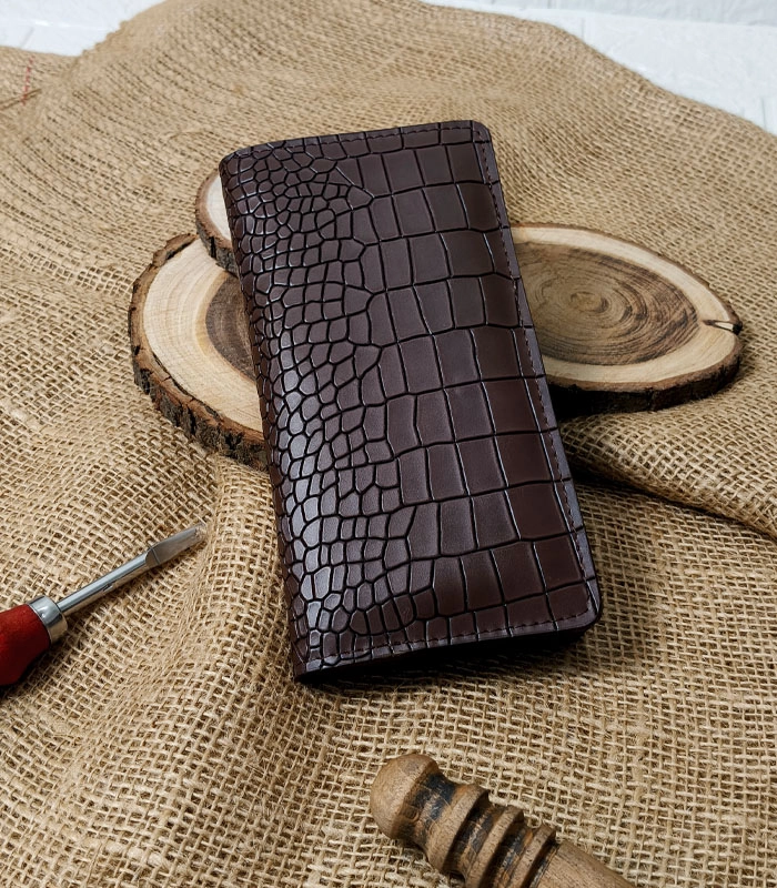 Chocodile Premium Choco Long Wallet 1 Vintage Croc Longfold – Ultra Premium Luxury Leather Wallet - Image 1