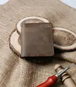 Matte Twilight Bifold Handmade Leather Wallet – Brown-Green Elegance