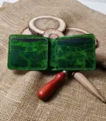 Crunch Verde Waxed – Fully Handmade Premium Green Leather Wallet - Image 2