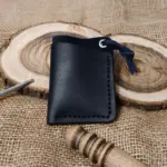 Vertical Edge Navy Card Holder – Fully Handmade Premium Leather
