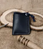 Vertical Edge Navy Card Holder – Fully Handmade Premium Leather