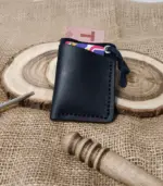 Vertical Edge Navy Card Holder – Fully Handmade Premium Leather - Image 2