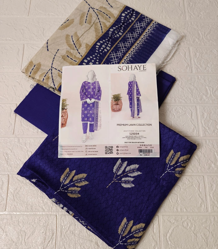 Sohaye D5-2 Sohaye Classic Print – 3-Piece Lawn Suit (Unstitched) with Banadora Dupatta - Image 1