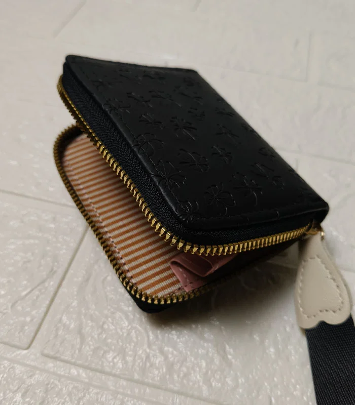 BLACK 3 Cherry Blossom Zip Wallet – Korean Style Women's Wallet - Image 4