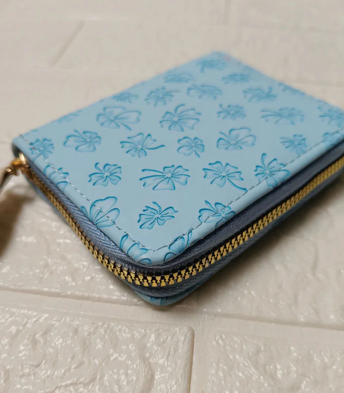 Blue 2 Cherry Blossom Zip Wallet – Korean Style Women's Wallet - Image 3