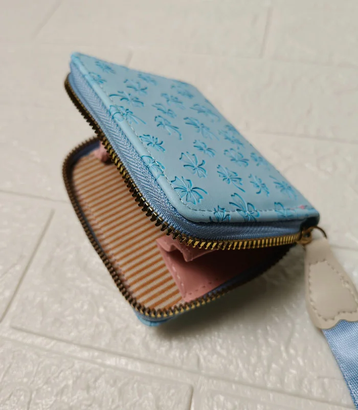 Blue 3 Cherry Blossom Zip Wallet – Korean Style Women's Wallet - Image 4