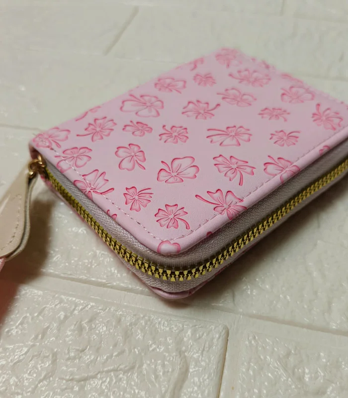 L-PINK 2 Cherry Blossom Zip Wallet – Korean Style Women's Wallet - Image 3
