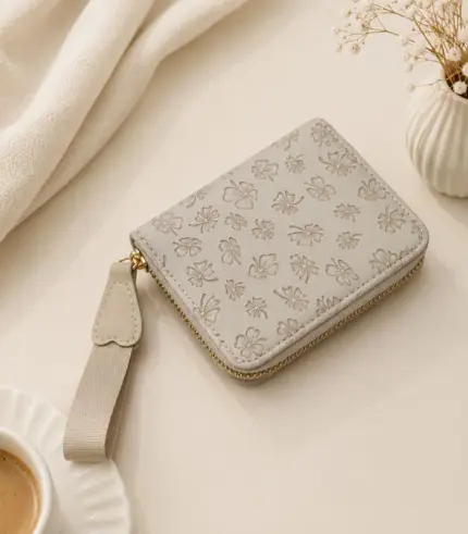 Cherry Blossom Zip Wallet – Korean Style Women's Wallet