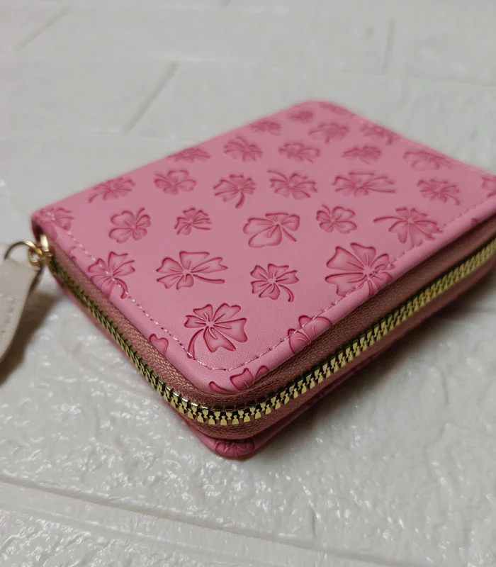 Pink 2 Cherry Blossom Zip Wallet – Korean Style Women's Wallet - Image 3