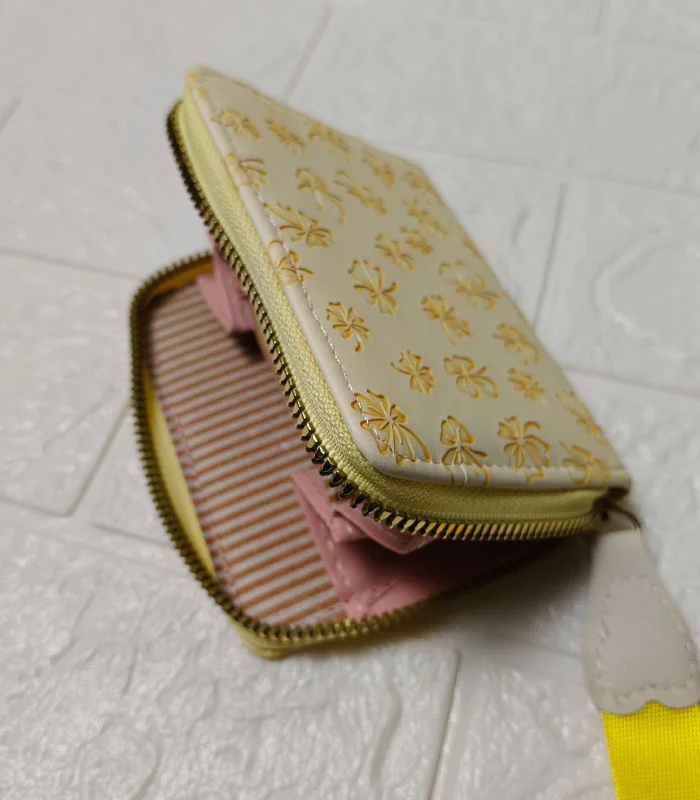 Yellow 3 Cherry Blossom Zip Wallet – Korean Style Women's Wallet - Image 4